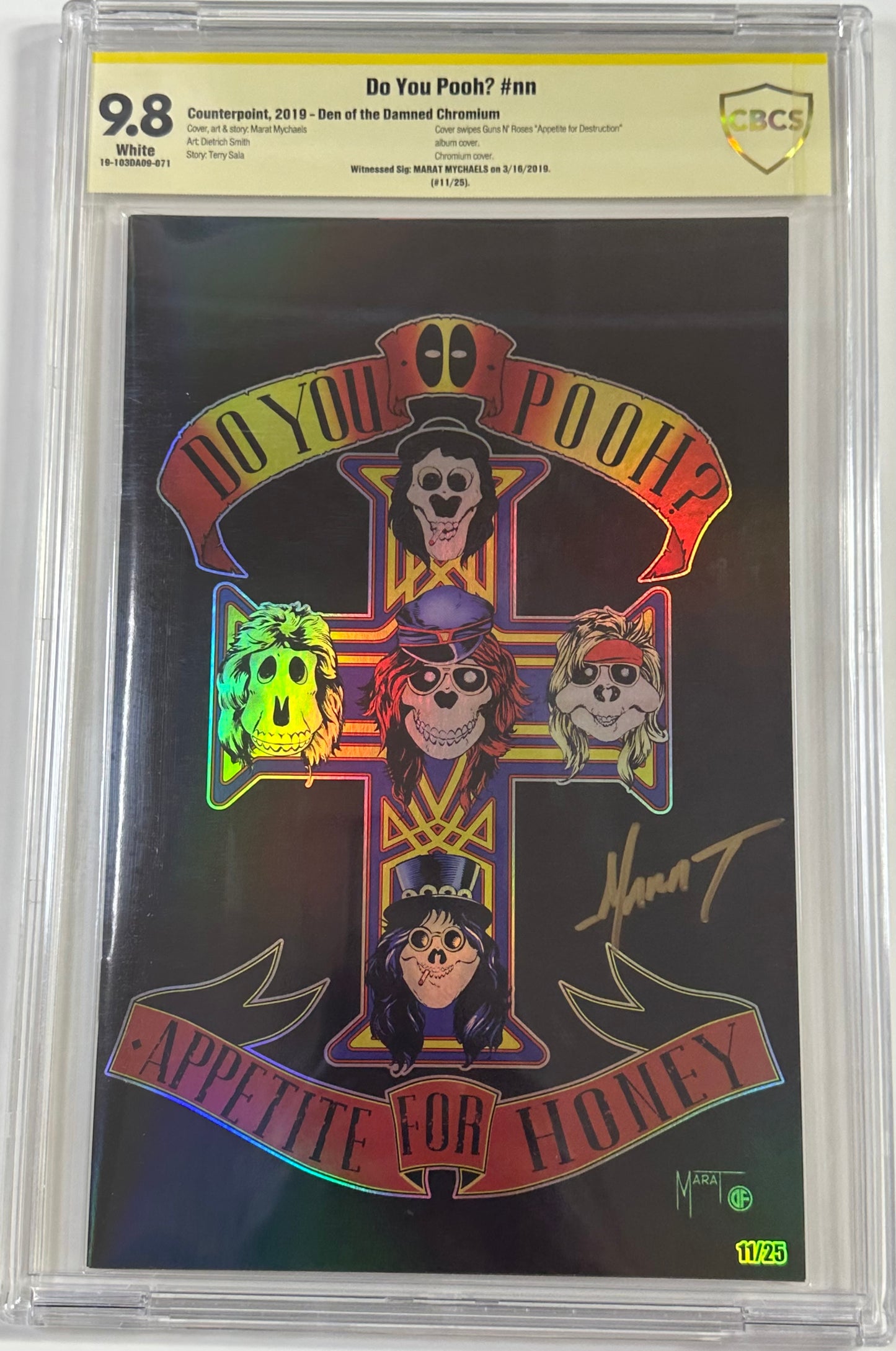 Do You Pooh Guns & Roses Chrome Foil Signed 9.8