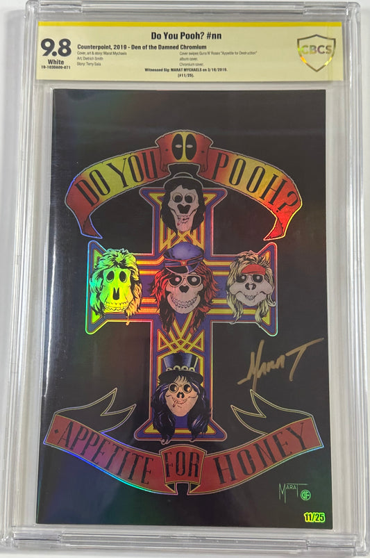 Do You Pooh Guns & Roses Chrome Foil Signed 9.8