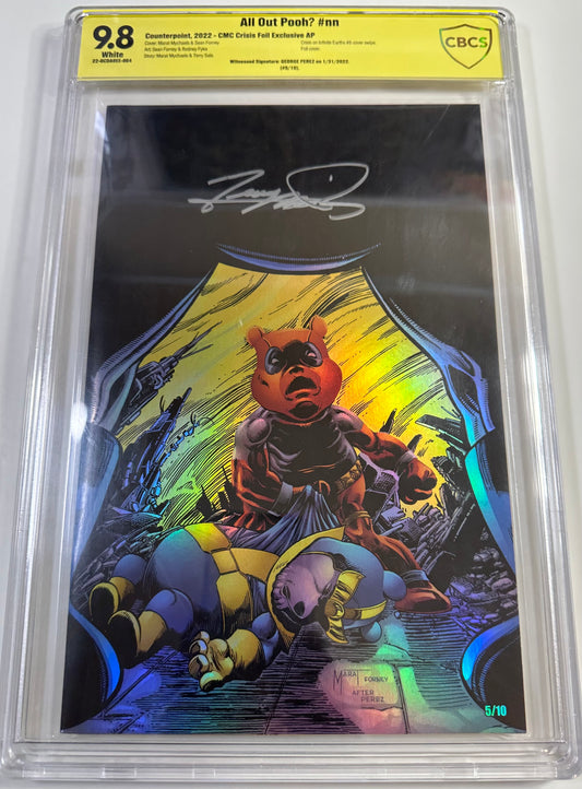 Do You Pooh Crisis On Infinite Earths Chrome Foil Signed by George Perez 9.8